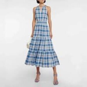 Polo Ralph Lauren Plaid Tiered Cotton Halter Dress